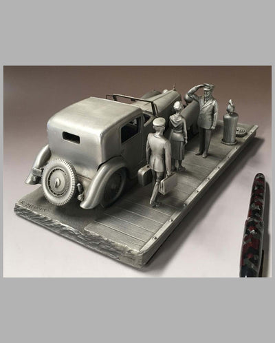 The Bugatti Royale Pewter Sculpture by Raymond Meyers, rear view