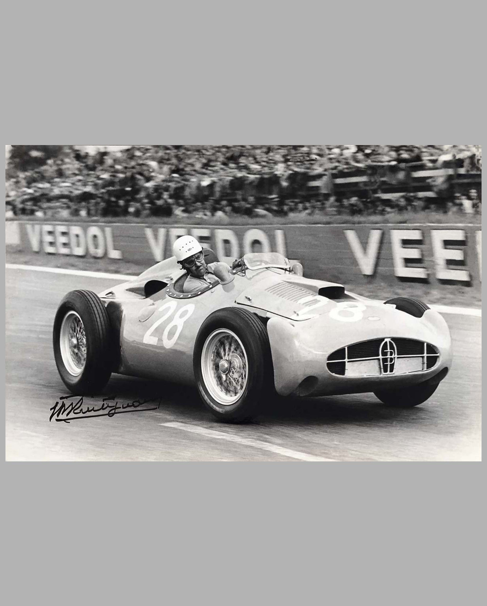 1956 Grand Prix Reims photograph by Bernard Cahier, autographed by Maurice Trintignant
