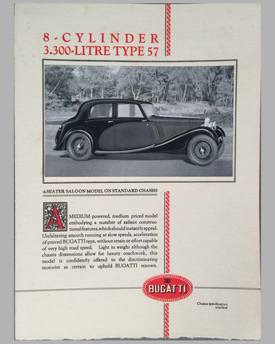 Bugatti Type 57 factory sales brochure