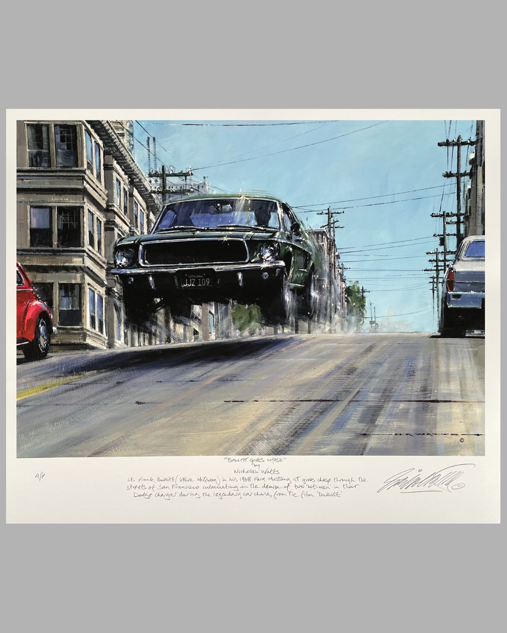 &quot;Bullitt Gives Chase&quot; giclée on paper by Nicholas Watts