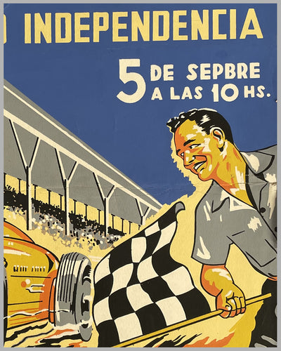 1950's Carreras de Automoviles Premio Independencia original silk screened poster 3