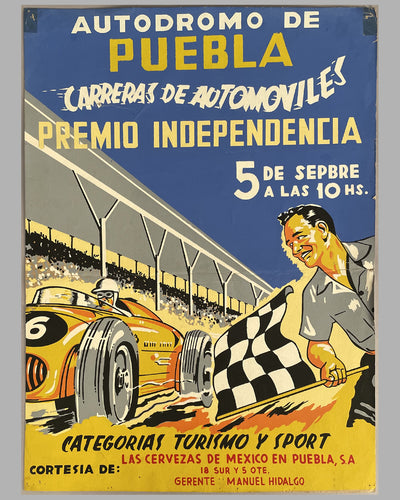 1950's Carreras de Automoviles Premio Independencia original silk screened poster