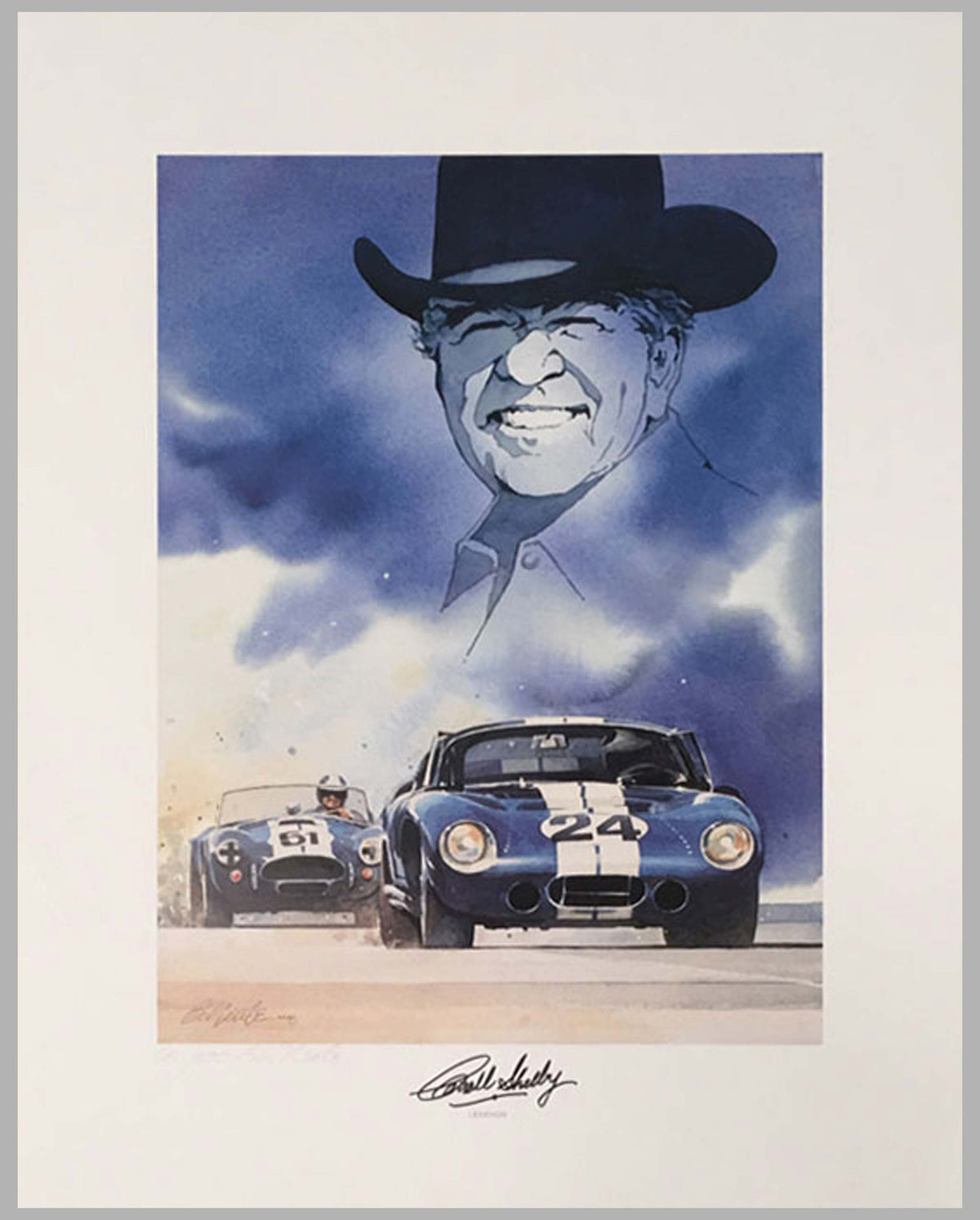 Carroll Shelby print by Bill Neale, autographed