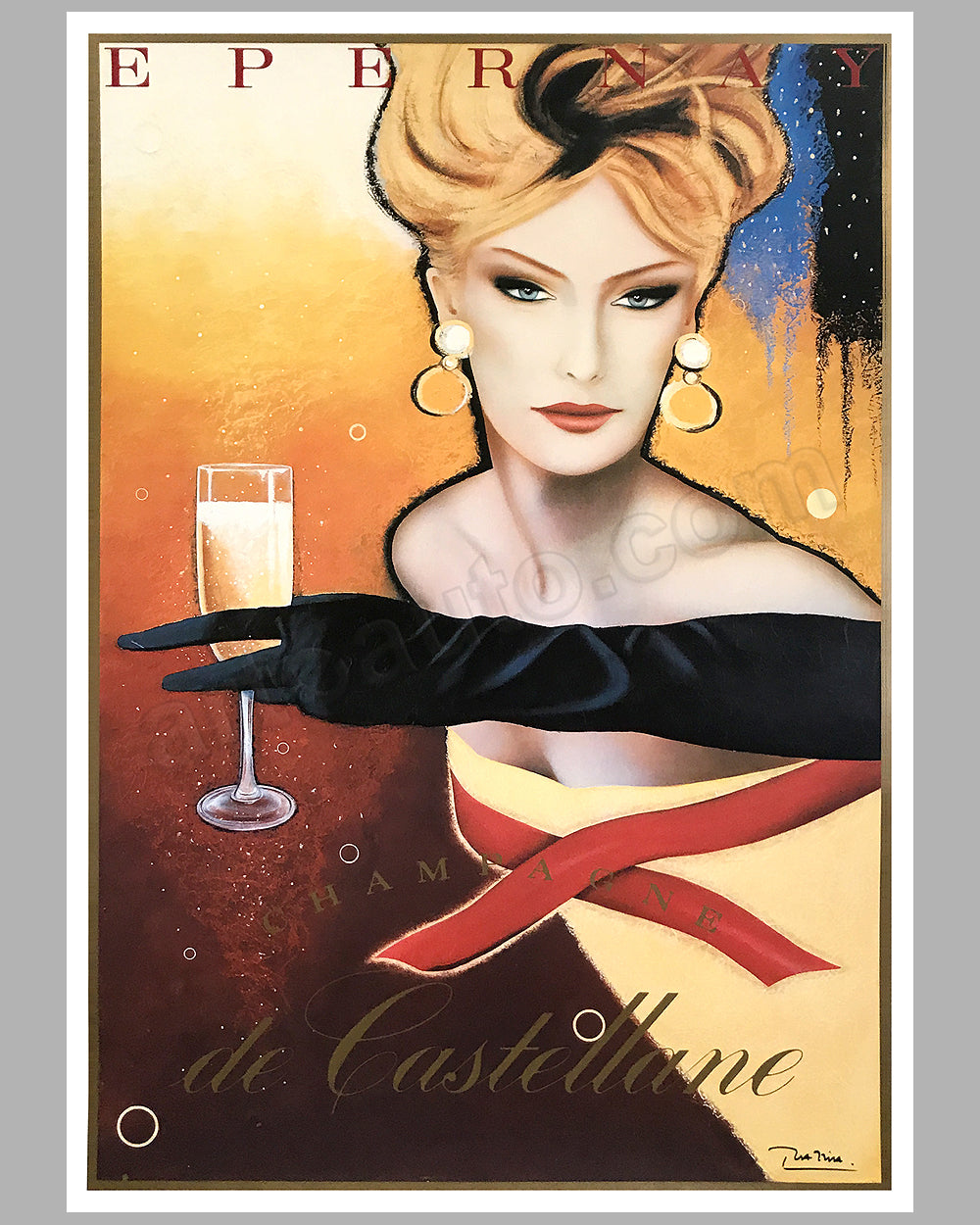 Champagne de Castellane large advertising poster by Razzia <p><em><span style="color: #ff2a00;"><strong>Temporarily Out of Stock</strong><br></span></em>$625.00</p>