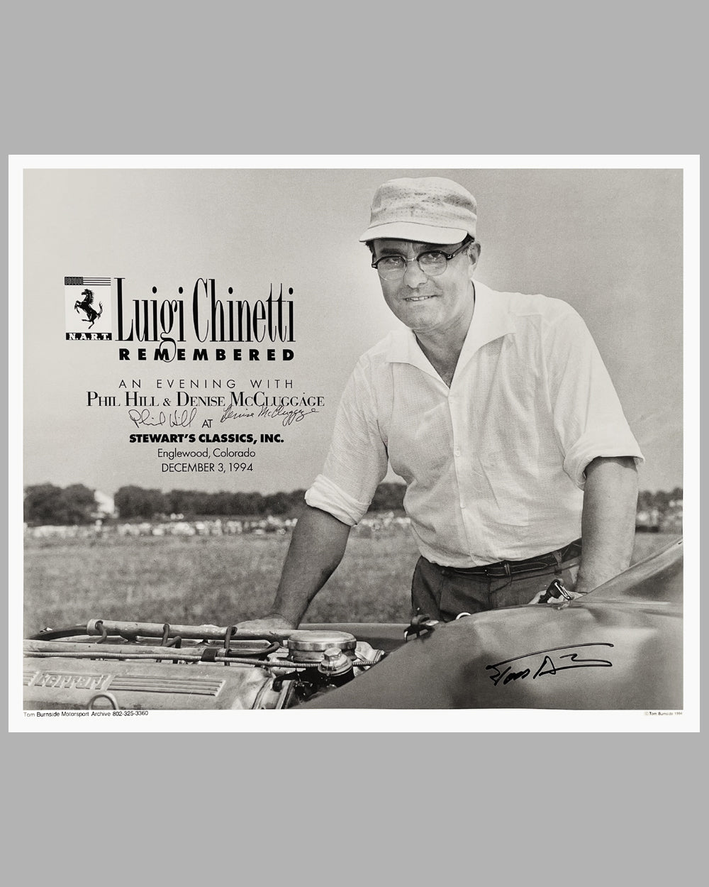 &quot;Luigi Chinetti Remembered&quot; poster autographed by Phil Hill &amp; Denise McCluggage