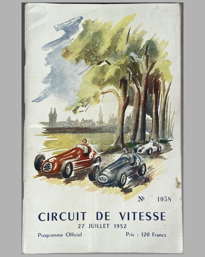The 1st Grand Prix de Caen, 1952 Circuit de Vitesse de la Prairie race program