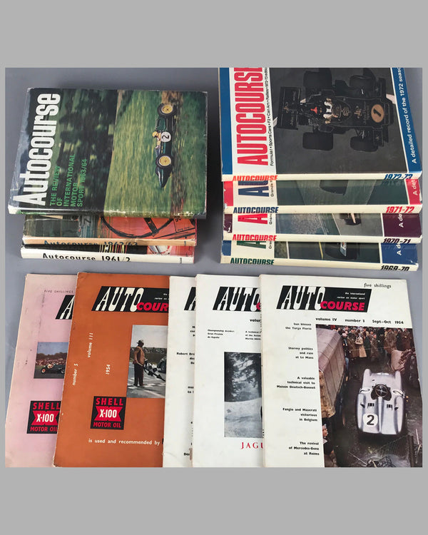 Collection of Autocourse magazines and books from 1953 to 1998