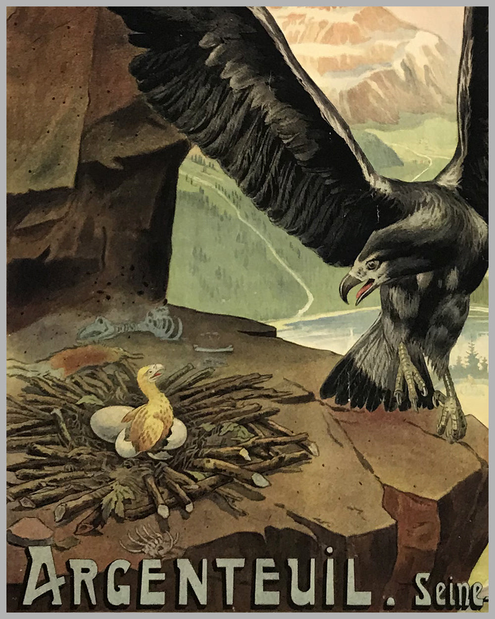 Cycles Aiglon large original poster, ca. 1901 by Georges Vallee 3