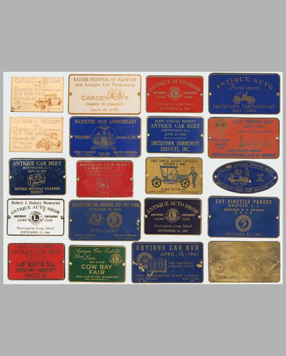 Collection of 20 Antique car shows &amp; meets dash plaques