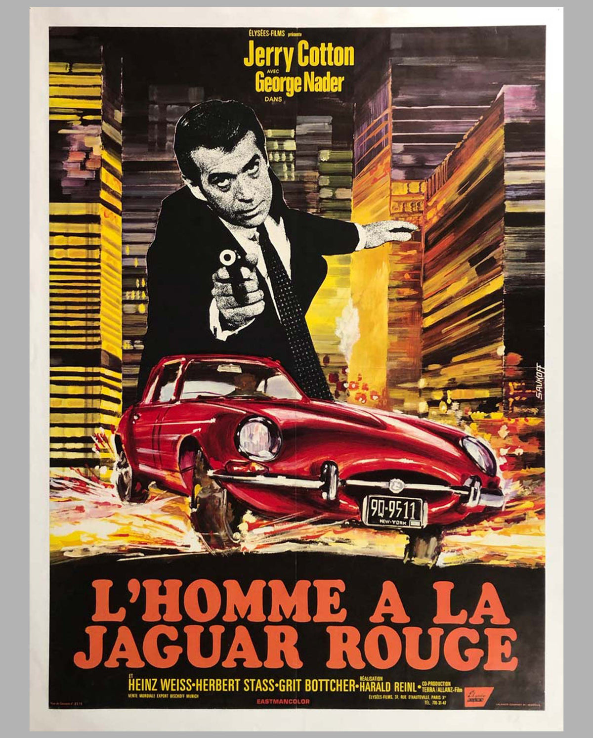 &#39;L’homme à la Jaguar rouge&#39; (Death in a Red Jaguar) original movie poster 1968