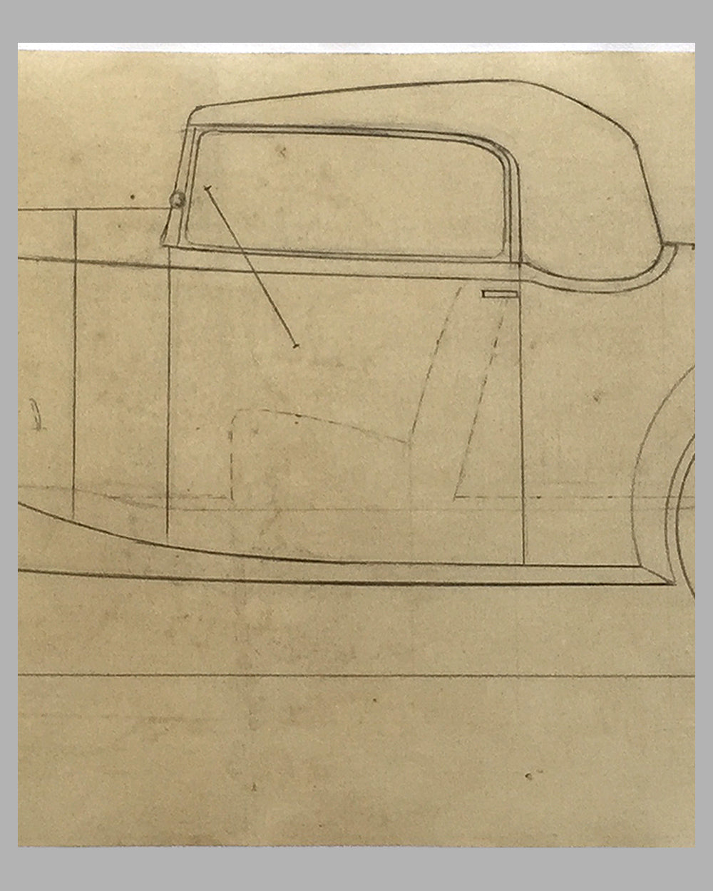 Delage 11CV Sport Coupe concept drawing - Linen Backed