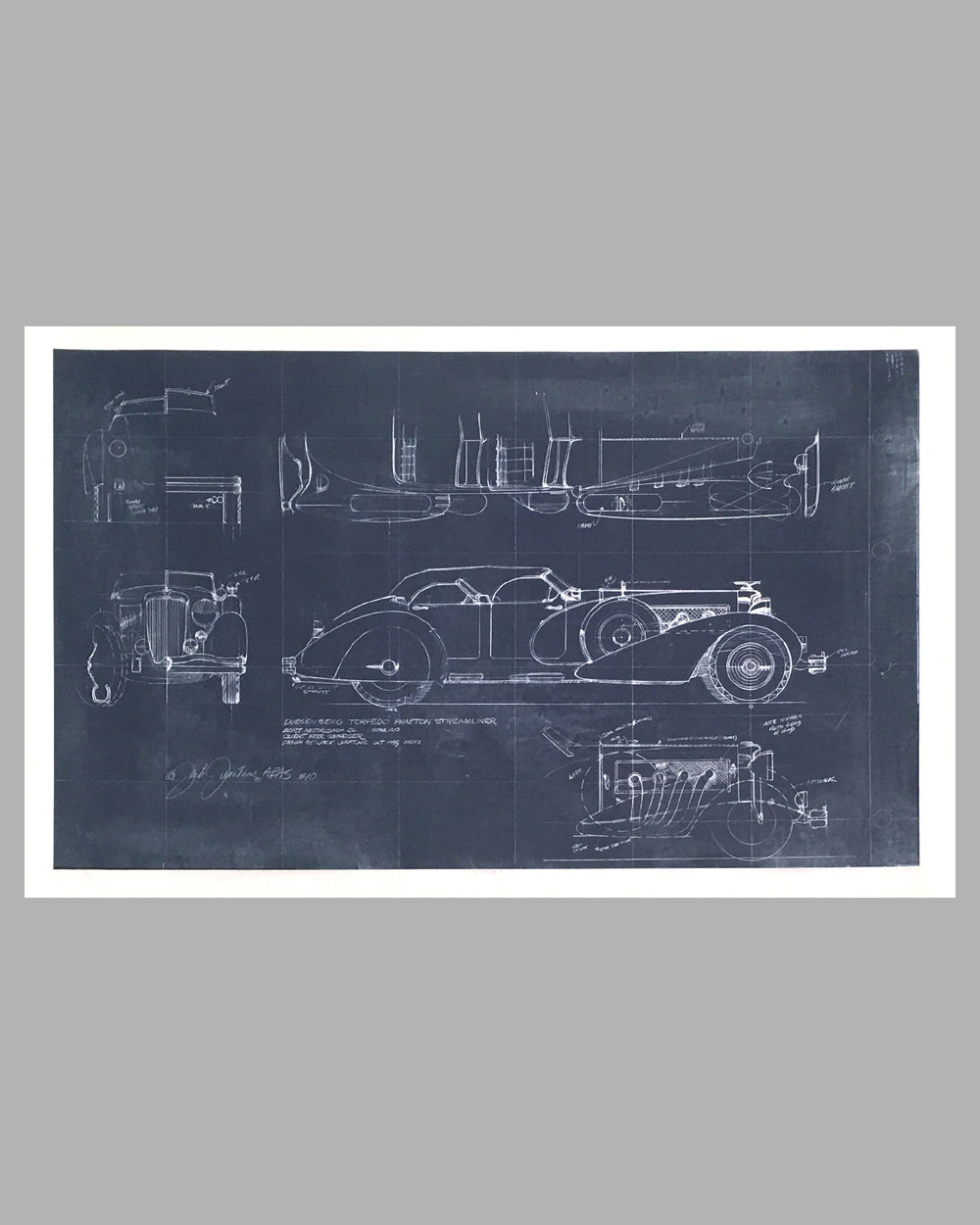 Duesenberg Torpedo Phaeton streamliner blueprint