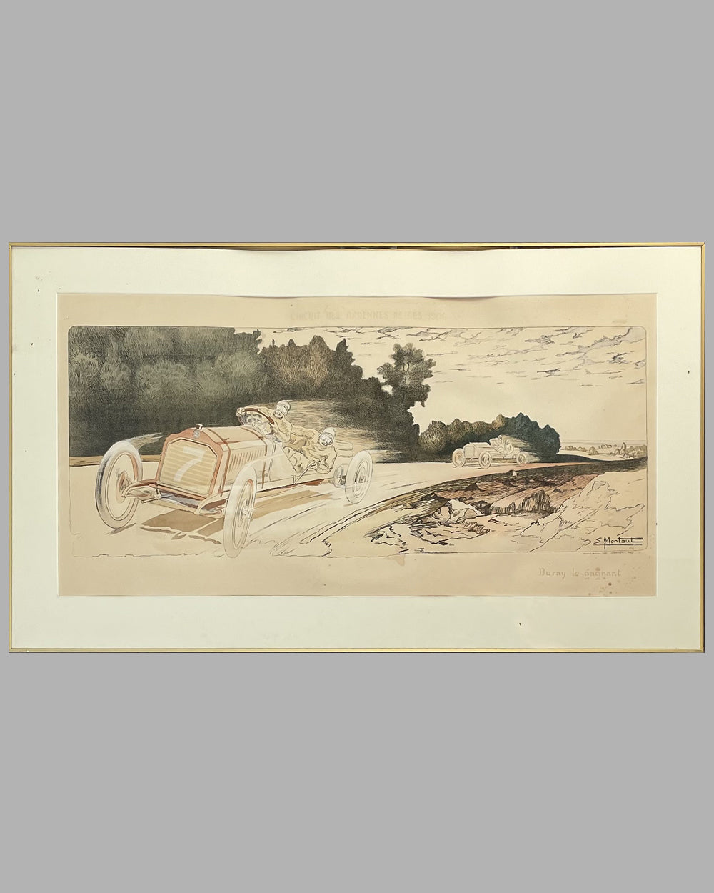 Duray le gagnant, hand colored lithograph, 1906 by Ernest Montaut