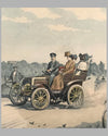 Early motoring scene, 1900, period print by Eugene Courboin, France 2