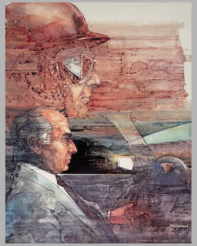 Museo del Automovilismo "Juan Manuel Fangio" poster by Hector Luis Bergandi, autographed by the champion 2