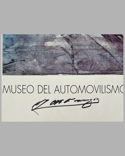 Museo del Automovilismo "Juan Manuel Fangio" poster by Hector Luis Bergandi, autographed by the champion 3