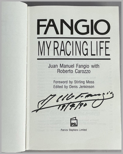 Fangio – My Racing Life autographed book by Juan Manuel Fangio, 1990, forward by Stirling Moss 2