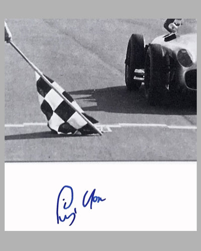 Juan Manuel Fangio & Stirling Moss 1955 British GP b&w autographed photograph 3