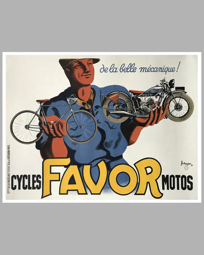 Favor Cycles - Motos large original advertising poster by Bellenger, 1937