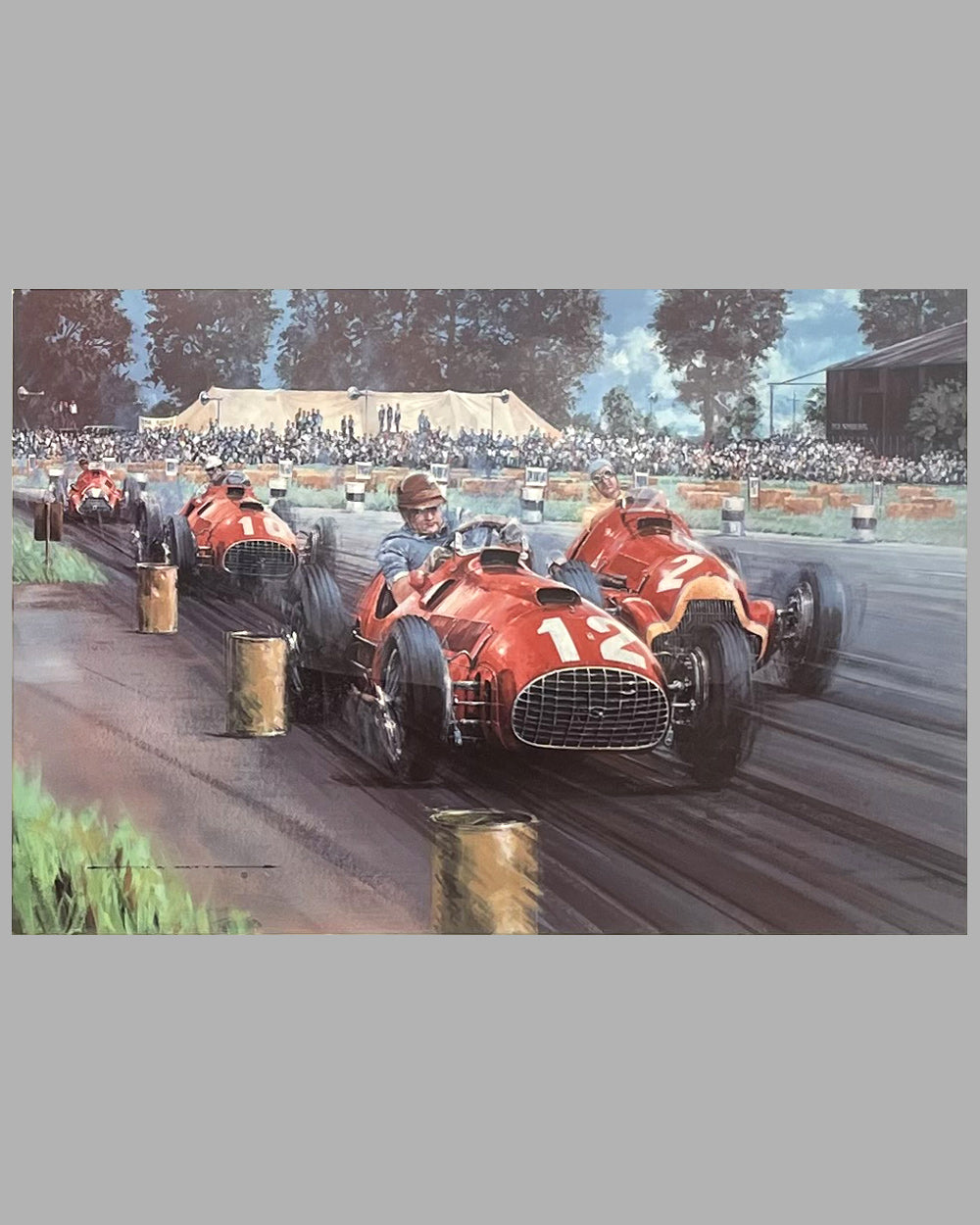 Ferrari - The First Grand Prix Victory print by Nicholas Watts, autographed by Gonzalez and Villoresi 2