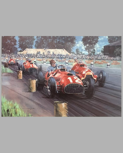 Ferrari - The First Grand Prix Victory print by Nicholas Watts, autographed by Gonzalez and Villoresi 2