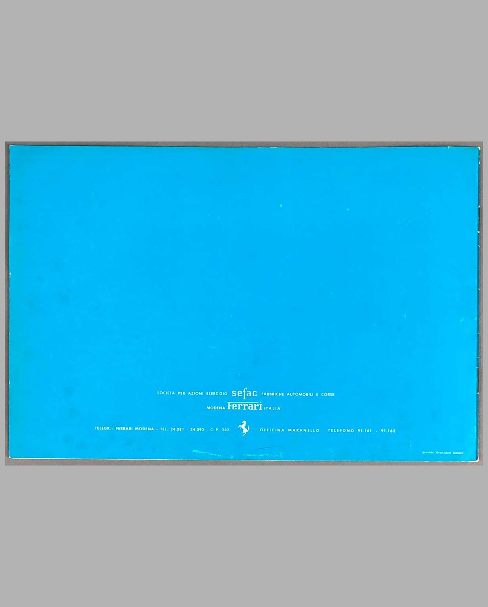 Ferrari 250 GTE 2+2 Factory Sales Brochure back cover