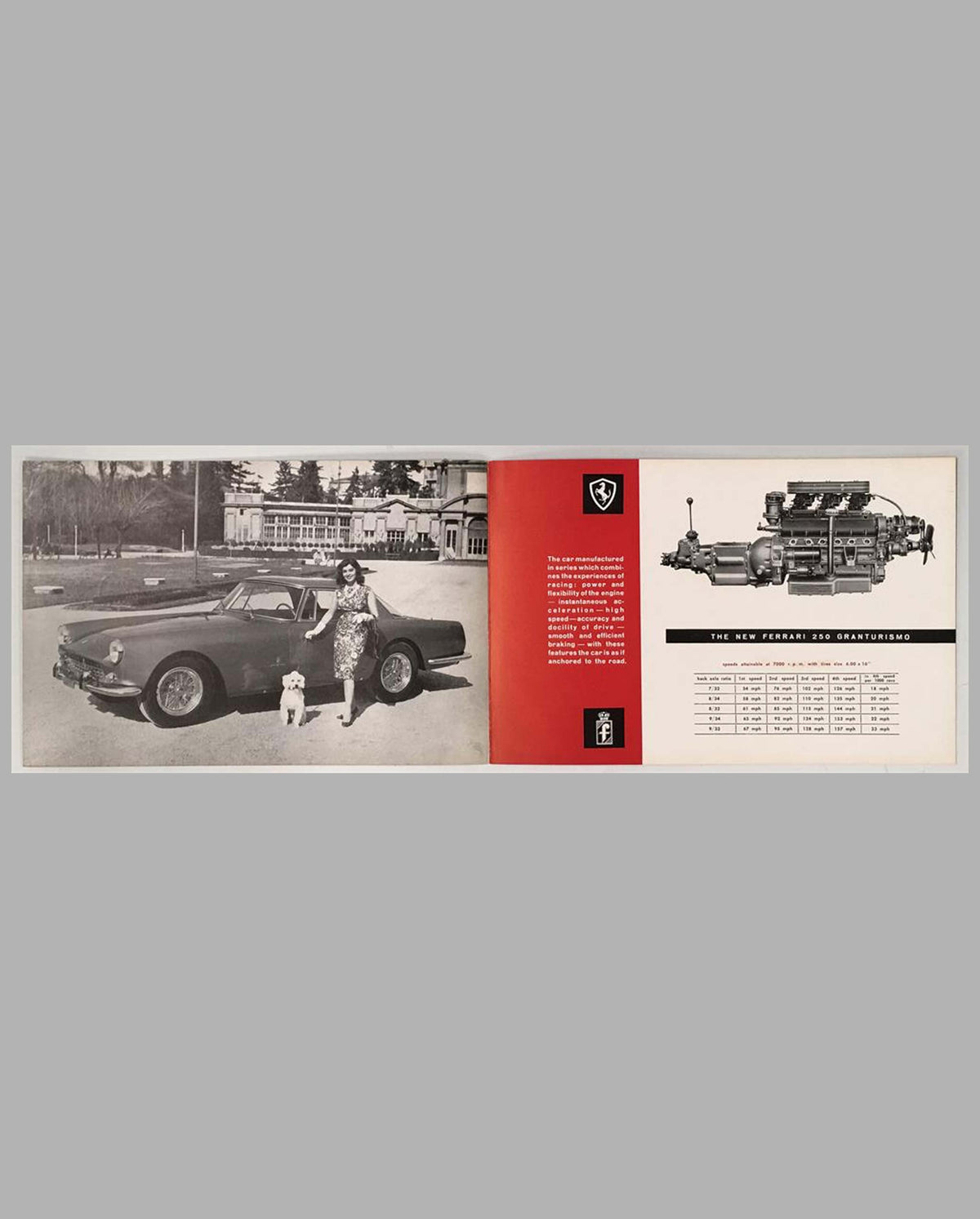 Ferrari 250 Granturismo Coupe Pininfarina original factory sales brochure, interior