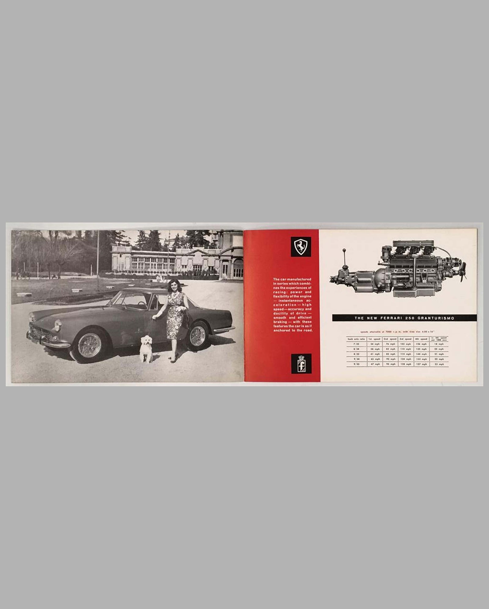 Ferrari 250 Granturismo Coupe Pininfarina original factory sales brochure, interior