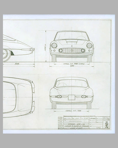 Ferrari 400 SA original Pininfarina studio drawing