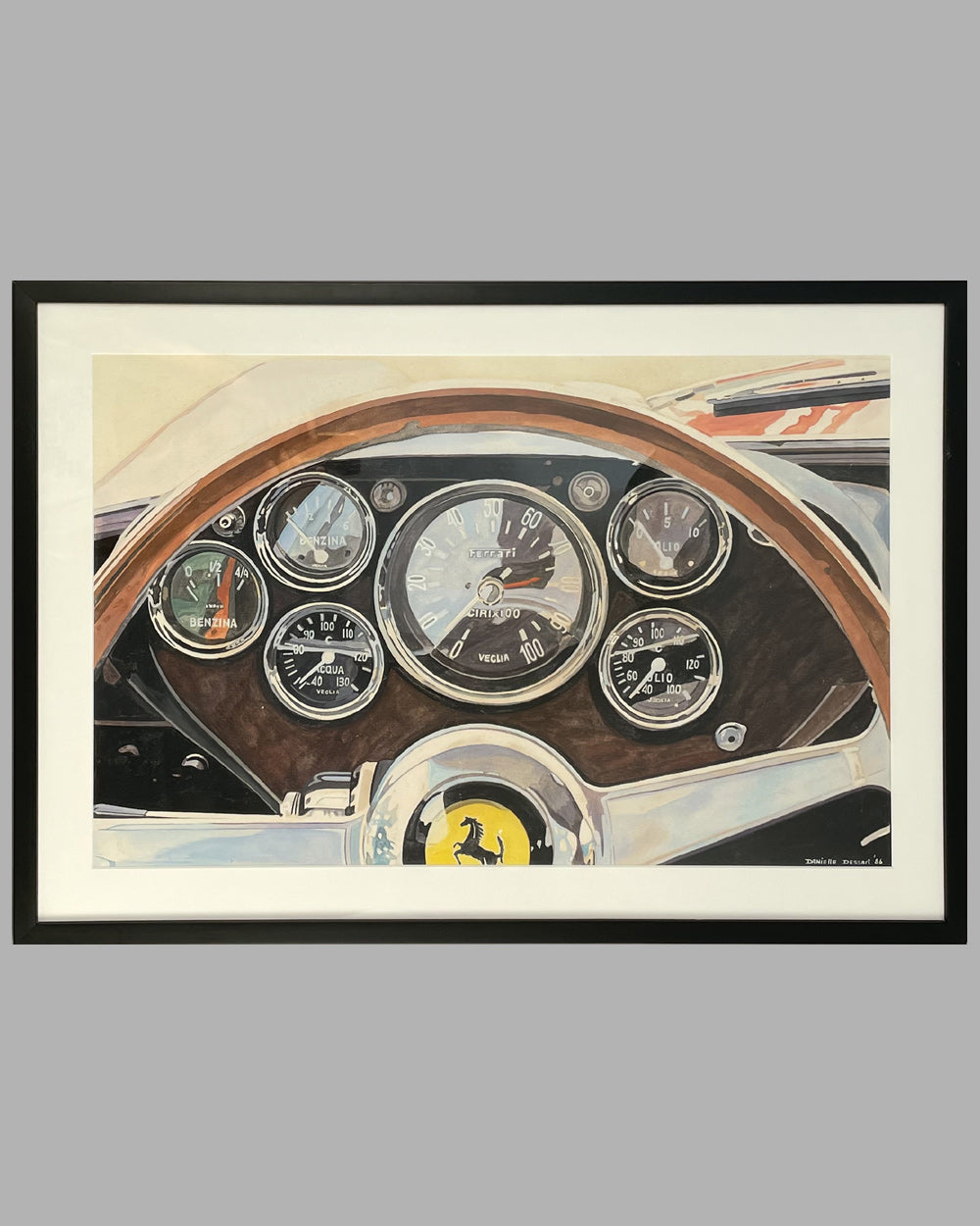 Ferrari Dashboard painting by Danielle Dessart, 1986