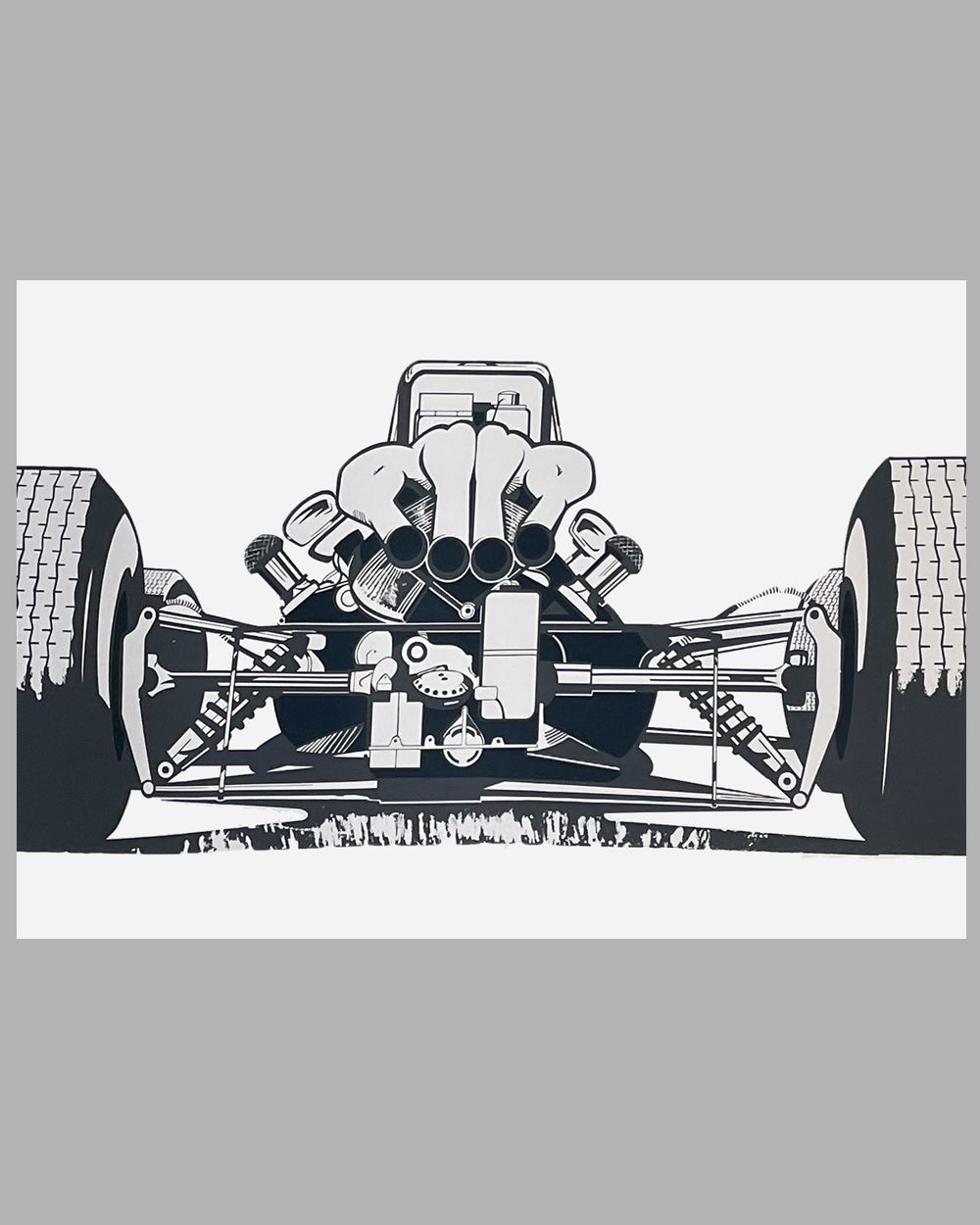 Ferrari Formula 1 late 1960's large b&w print 2