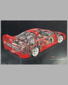 Ferrari F40 cutaway poster by David Kimble, produced for Motor Trend Magazine in 1988