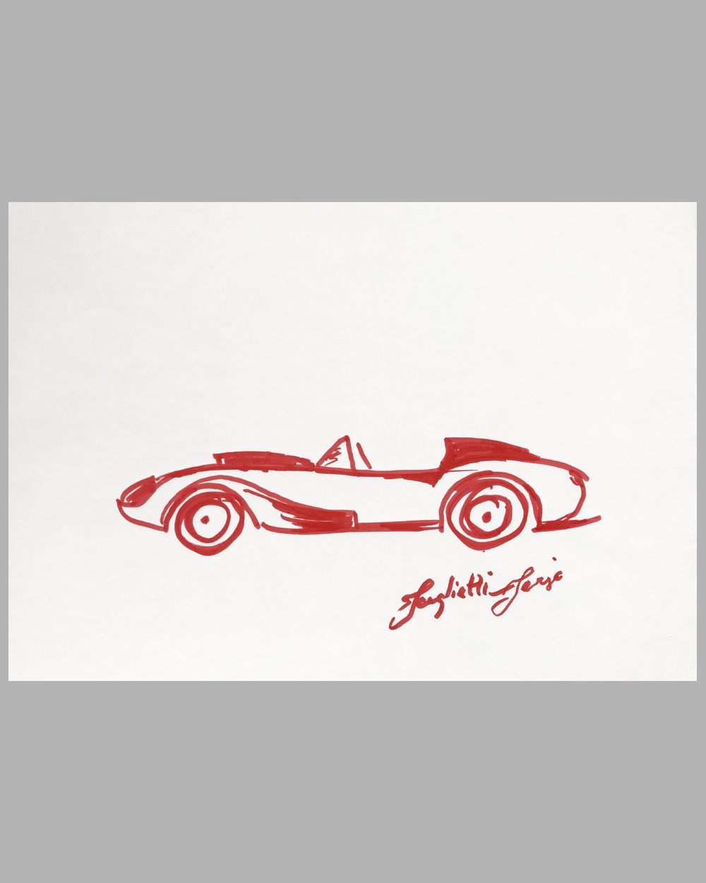 Ferrari 250 TR magic marker sketch by Sergio Scaglietti