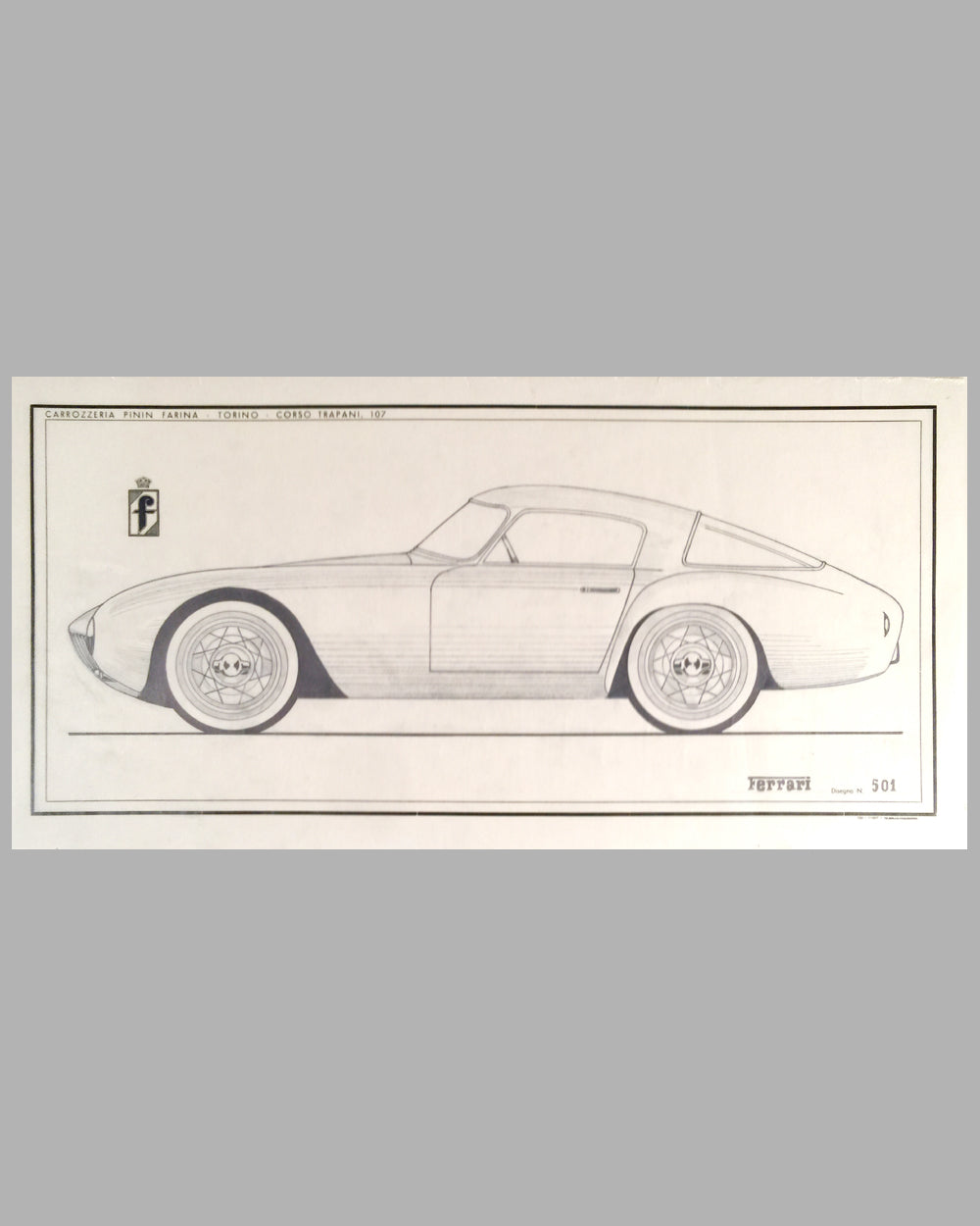 Ferrari 250 proposal drawing by the Pininfarina Studio in 1957