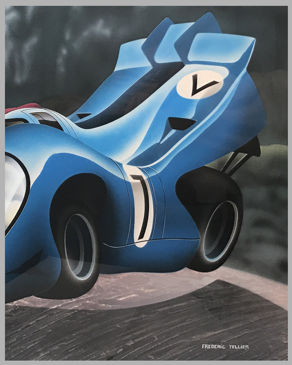 Flying Porsche 917 airbrush painting by Frederic Tellier 4