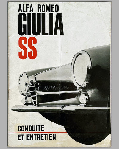 Alfa Romeo Giulia SS instruction book - French language