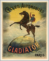 Cycles Automobiles Gladiator large original poster ca. 1905 by Vigneres