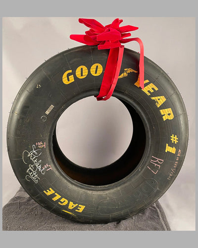 Goodyear Eagle NASCAR tire, autographed by Richard Petty