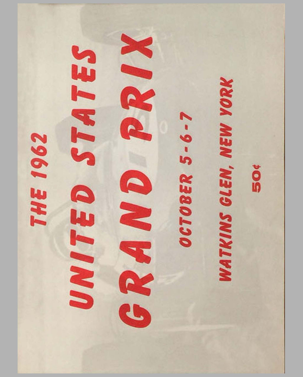 Grand Prix of the USA at Watkins Glen original 1962 program