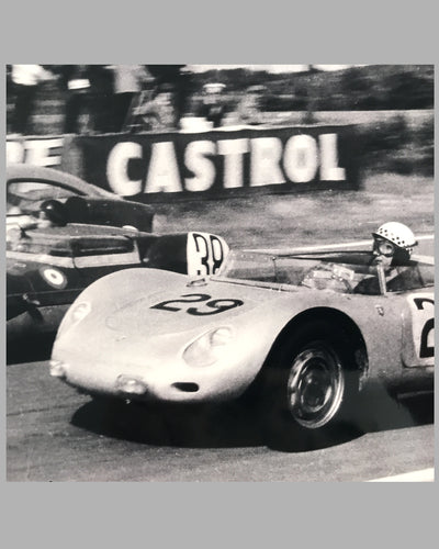 Jean Behra and Hans Hermann; Porsche RSK b&w photograph at the 24 Hours of Le Mans in 1958 3