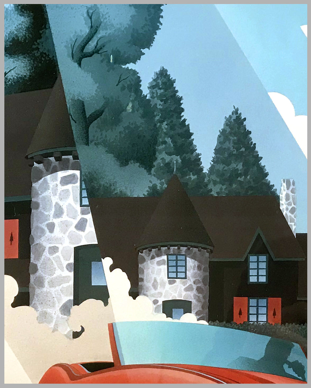 Austin Healey 3000 at La Tournée des Chateaux lithograph, 1995, by Alain Lévesque