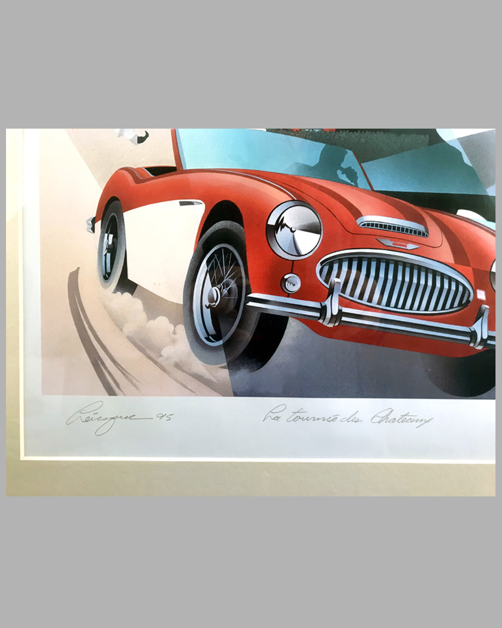 Austin Healey 3000 at La Tournée des Chateaux lithograph, 1995, by Alain Lévesque