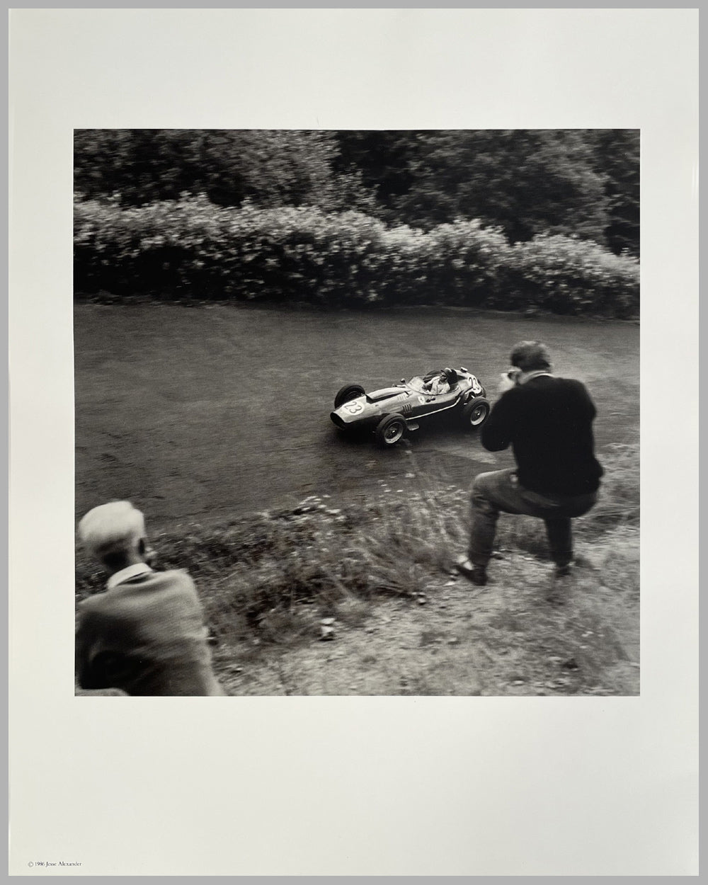 Phil Hill Nurburgring 1958 b&w photograph by Jesse Alexander