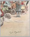 Horseless Carriages Arrive at the Horse Show 1901 period lithograph by C. J. Taylor 3