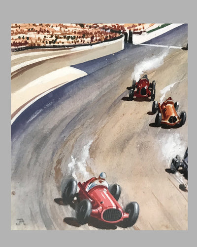 Indianapolis 500 gouache painting by J.A. 2