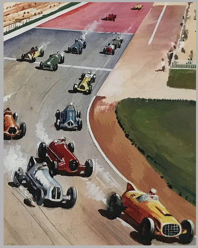 Indianapolis 500 gouache painting by J.A. 3