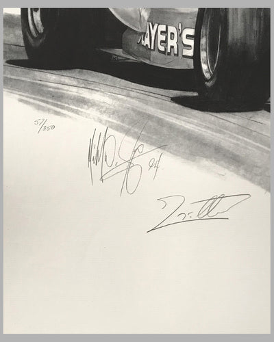Indy Car Champion Jacques Villeneuve (autographed) b&w print by Michael Savage 2