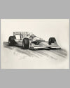 Indy Car Champion Jacques Villeneuve (autographed) b&w print by Michael Savage