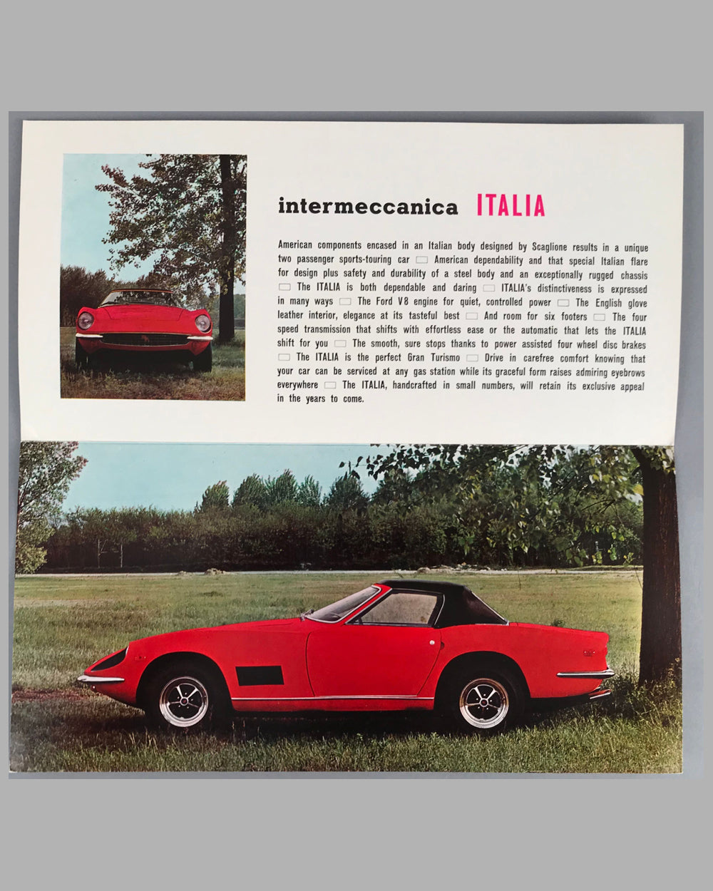 Intermeccanica Italia factory sales brochure, late 1960’s