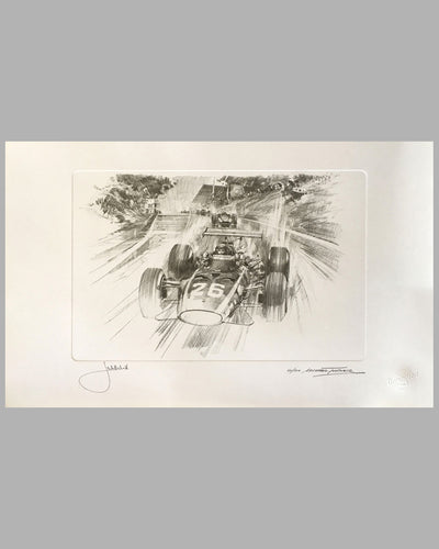 Jacky Ickx's first Grand Prix win at Rouen by Michael Turner, Autographed by the Driver
